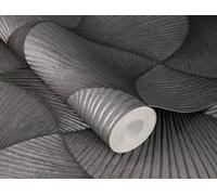 Rasch Art Deco 608250 Papier peint intissé Motif éventails Anthracite brillant