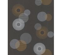 Rasch Color your life 311501 Papier peint intissé avec cercles et lignes fines, noir et gris, 10,05 x 0,53 m (L x l)