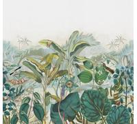 Rasch Curiosity 543643 Papier peint photo non tissé avec feuilles, fleurs et oiseaux dans les tons verts et bleus 3,00 x 3,18 m (L x l)