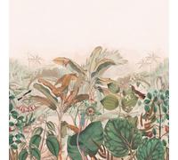 Rasch Curiosity 543674 Papier peint photo non tissé avec feuilles, fleurs et oiseaux dans des tons rouges, marron et vert 2,65 x 2,65 m (L x l)