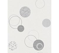 Rasch Das Beste 475906 Papier peint intissé avec cercles blancs et gris 10,05 m x 0,53 m (L x l)