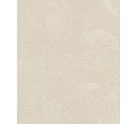 Rasch Deco Style 314908 Papier peint intissé clair beige avec structure de feuilles avec effet 3D argenté