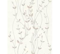 Rasch Deco Style 416022 Papier peint intissé clair blanc crème avec structure et petites feuilles beiges et taupes