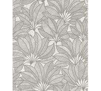 Rasch Deco Style 542646 Papier peint intissé avec motif graphique de feuilles grises