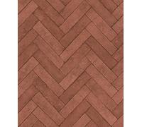 Rasch Factory V 499148 Papier peint non tissé avec motif chevrons et aspect pierre Rouge/marron, Tapisserie Murale