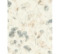 Rasch Farm Living 709018 Papier peint intissé avec feuilles et branches en bleu et marron - Aquarelle délicate