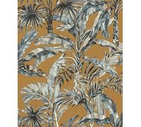 Rasch Florentine III 485264 Papier peint intissé Motif palmiers et feuilles Bleu/marron 10,05 x 0,53 m