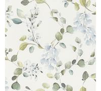 Rasch home style 285789 Papier peint clair avec eucalyptus et plantes bleues, aspect aquarelle, 10,05 x 0,53 m