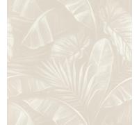 Rasch home style 286595 Papier peint beige avec de grandes feuilles de palmier en blanc - Papier peint jungle - 10,05 m x 0,53 m