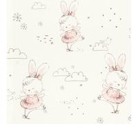 Rasch Kids World 301656 Papier peint intissé avec petits lapins et ballerine pour enfant fille