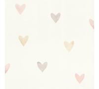 Rasch Kids World 301717 Papier peint non tissé pour enfant Motif cœurs multicolores Aspect aquarelle Motif cœur rose, beige, gris