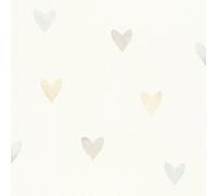 Rasch Kids World 301724 Papier peint non tissé pour enfant Motif cœurs multicolores Aspect aquarelle Motif cœurs Bleu/beige/gris
