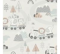 Rasch Kids World 302332 Papier peint intissé pour enfant Motif éléphant, lion, tigre