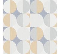 Rasch Magicwalls 364019 Papier peint photo non tissé avec motif cercles gris, jaune, bleu et blanc, 2,65 x 2,65 m (L x l)