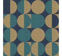 Rasch Magicwalls 364033 Papier peint photo non tissé Motif cercles Bleu et turquoise 2,65 x 2,65 m (L x l)