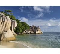 Rasch Magicwalls 364705 Papier peint photo non tissé avec eau claire et baie paradisiaque en bleu, marron et vert, 2,65 x 3,71 m (L x l)