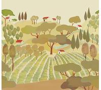 Rasch Onszelf 557992 Papier peint photo non tissé avec paysage dessiné vert et marron, 2,80 x 3,00 m (L x l)