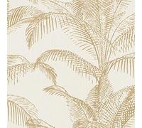 Pandore Feuilles de Palmier Papier Peint Blanc/Or 406818