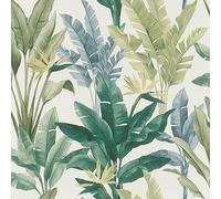 Rasch Papier peint 201062 - Clair - Avec feuilles et feuilles de palmier - Vert et bleu - 10,05 m x 0,53 m (L x l)