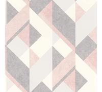 Rasch Papier peint 278828 - Avec motif graphique - Blanc, gris et rose - 10,05 m x 0,53 m (L x l)