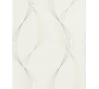 Rasch Papier peint 475678 - Papier peint intissé blanc avec des lignes dynamiques et dynamiques en beige et gris, motif ondulé - 10,05 m x 0,53 m (L x l)