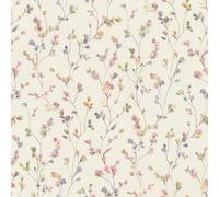 Rasch Papier peint 486155 - Papier peint non tissé clair avec petites fleurs roses et vertes aspect aquarelle de la collection Country Charme
