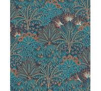 Rasch Papier peint 711301 - Papier peint intissé avec palmiers et feuilles de palmier - Bleu pétrole, bleu et doré de la collection Sophia - 10,05 m x 0,53 m (L x l)