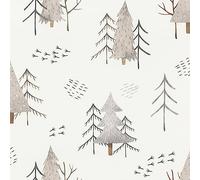 Rasch Papier peint intissé 300741 pour chambre d'enfant avec arbres gris et beiges, aspect aquarelle, 10,05 m x 0,53 m (L x l)