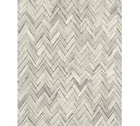 Rasch Papier peint intissé 410365 de la collection Beachhouse - Aspect bois - Motif chevrons - Gris clair
