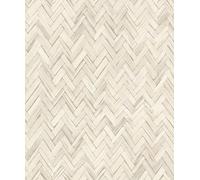 Rasch Papier peint intissé 410372 de la collection Beachhouse - Aspect bois - Motif chevrons - Crème claire