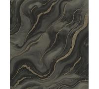 Rasch Papier peint intissé 497663 - Aspect marbre gris foncé et doré - Marmorea de la collection Factory VI