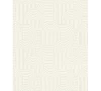 Rasch Papier peint intissé 634136 - Motif géométrique - Avec d'innombrables feuilles de blanc crème et beige clair - 10,05 x 0,53 m (L x l)