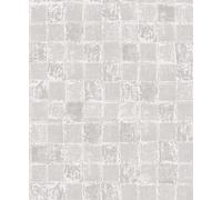 Rasch Papier peint intissé clair 101704 avec petits carrés avec différentes structures en gris clair, argent et blanc