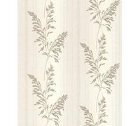 Rasch Papier peint intissé clair avec plantes et herbes de couleur taupe et beige brillant de la collection changement de papier peint II - 10,05 x 0,53 m (L x l) - 651027