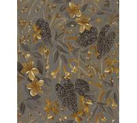 Rasch Papier peint intissé floral 538229 avec feuilles et plantes en gris, marron et or de la collection Curiosity 10,05 m x 0,53 m (L x l)