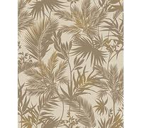 Rasch Papier peint intissé Kalahari 704136 - Beige clair, marron et or - Motif palmiers - 10,05 m x 53 cm (L x l)