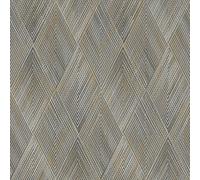 Rasch Papier peint non tissé 844153 - Gris foncé, noir et doré avec motif géométrique en losanges de la collection Perfecto VI - 10,05 m x 0,53 m (L x l)