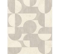 Rasch Papier peint non tissé avec cercles et lignes Beige/gris de la collection Concrete 521313 10,05 m x 0,53 m