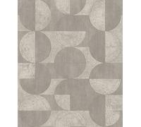 Rasch Papier peint non tissé avec cercles et lignes grises de la collection Concrete 521351 10,05 m x 0,53 m