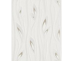 Rasch Papier peint non tissé - Feuilles de vigne - Papier peint texturé blanc beige pour une ambiance exotique - Facile à tapisser et à peindre - 10,05 m x 0,53 m