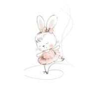 Rasch Papier peint photo en intissé 367898 - Avec motif lapin ballerine rose et gris - 2,80 m x 1,59 m (L x l)