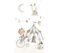 Rasch Papier peint photo non tissé 367928 - Pour chambre d'enfant - Motif monde cique coloré avec animaux en bleu, beige et gris