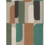 Rasch Paraiso 330526 Papier peint non tissé avec motif géo en vert, marron, gris, blanc crème de la collection Paraiso, 10,05 m x 0,53 m (L x l)