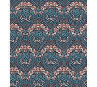 Rasch Sophia 710021 Papier peint non tissé avec feuilles Bleu clair et fleurs Orange/rouge et blanc 10,05 m x 0,53 m