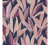 Rasch Symphony 865615 Papier peint intissé avec feuilles allongées Bleu et rose 10,05 x 0,53 m (L x l)