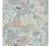 Rasch Symphony 866124 Papier peint intissé Motif forêt en blanc, bleu, rouge et vert 10,05 x 0,53 m (L x l)