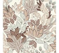 Rasch Symphony 866223 Papier peint intissé Motif feuilles bleu-gris, beige et marron 10,05 x 0,53 m (L x l)