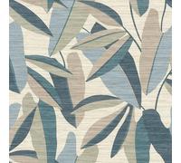 Rasch Symphony 866346 Papier peint intissé Motif feuilles bleues, vertes, beiges et marron 10,05 x 0,53 m (L x l)