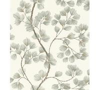 Rasch Symphony 866902 Papier peint intissé avec branches et fleurs fantaisie en blanc, vert et marron, 10,05 x 0,53 m (L x l)