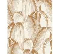 Rasch Symphony 867978 Papier peint intissé Motif feuilles de bananier Jaune miel et blanc crème 10,05 x 0,53 m (L x l)